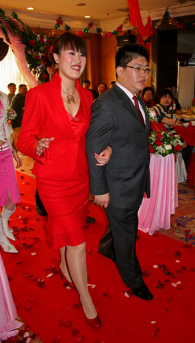 Red is a lucky color for marriages in China.