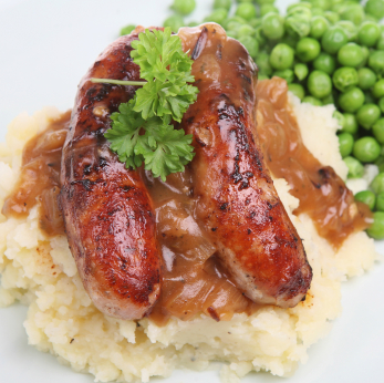 The in-laws Sausages and mashed potatoes.
