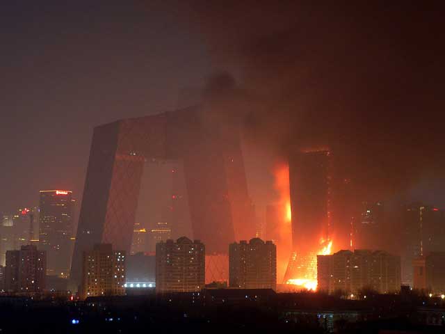 Fire in Beijing, China.
