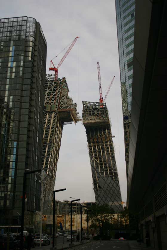 CCTV Tower under construction in Beijing, China.
