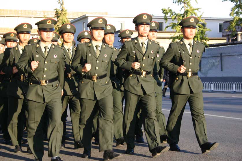 Red Army on the march, Beijing, China.