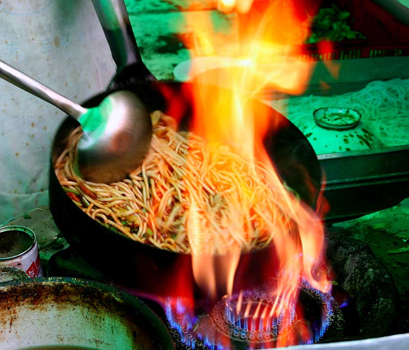 Fried noodles, Urumqi, China.