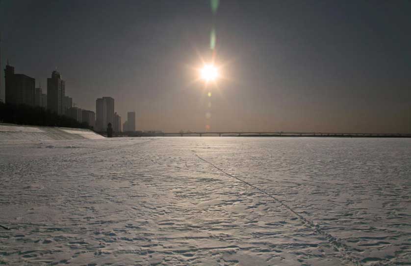 Songhua Jiang Sunset, Harbin, China.