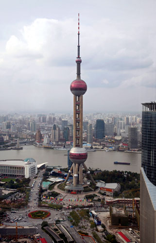 Oriental Pearl Tower, Pudong, Shanghai, China.