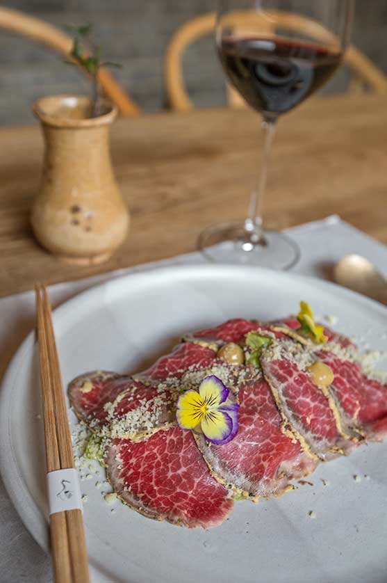 The wine list includes European vintages.