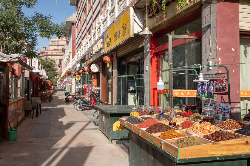 Market street in Dunhuang, China.