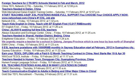 Dave's Cafe China Jobs Board.