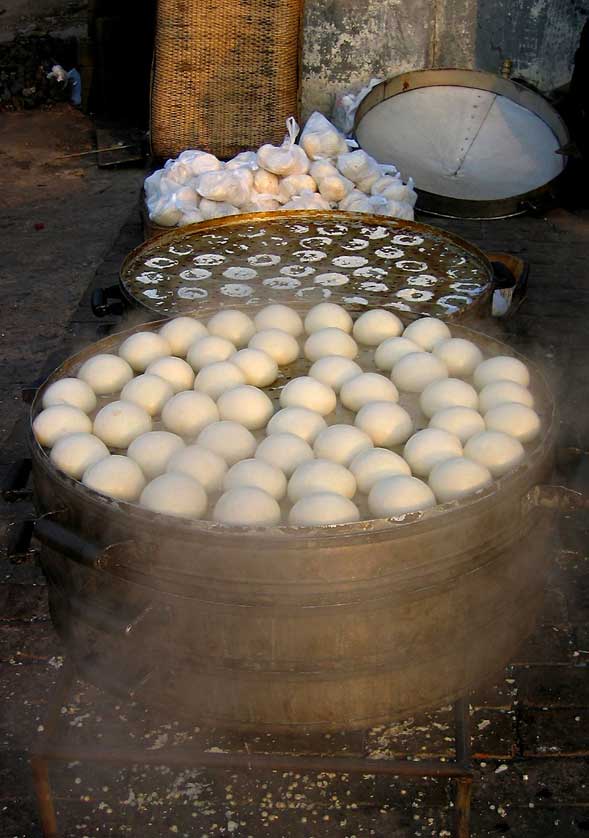 Baozi, steamed dumplings.