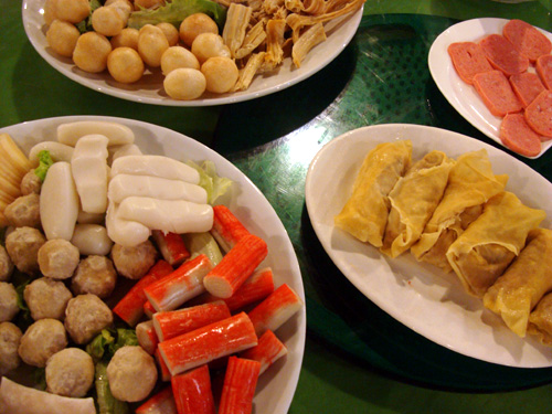 Chinese Hotpot ingredients ready to cook.