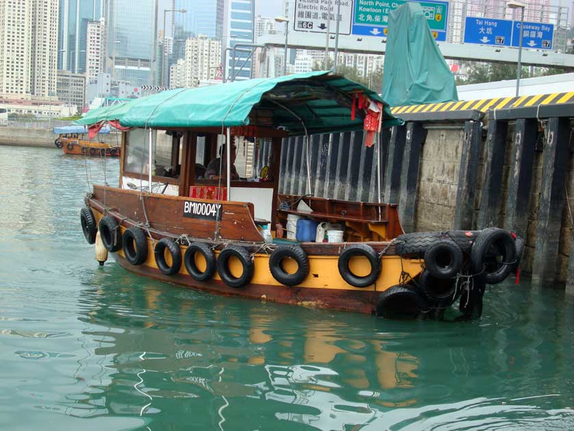 Boat in Causeway Bay, Hong Kong, China.
