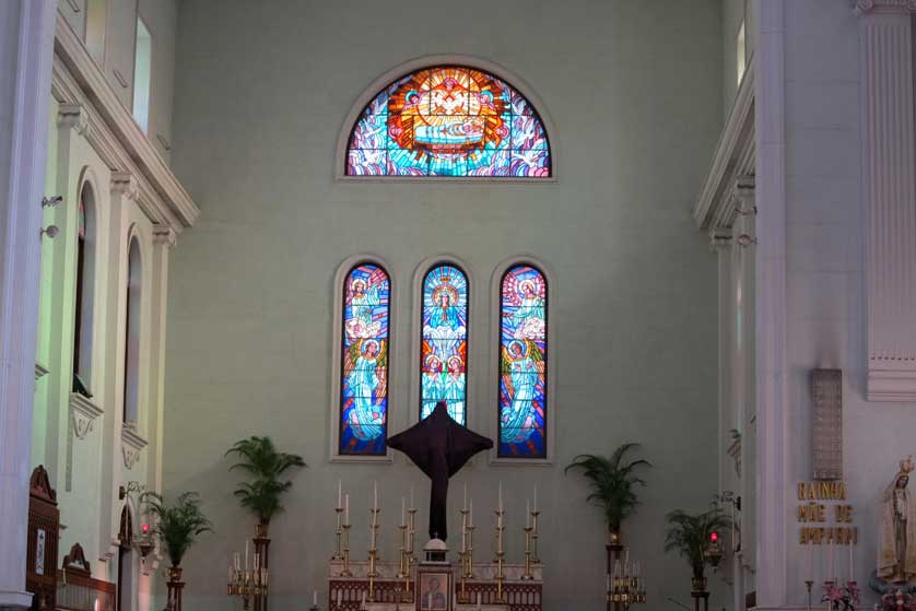 A stained glass window at the church.
