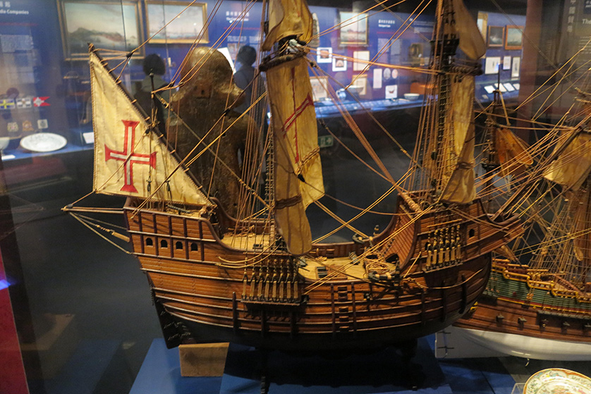 A model of a Portuguese trading vessel.
