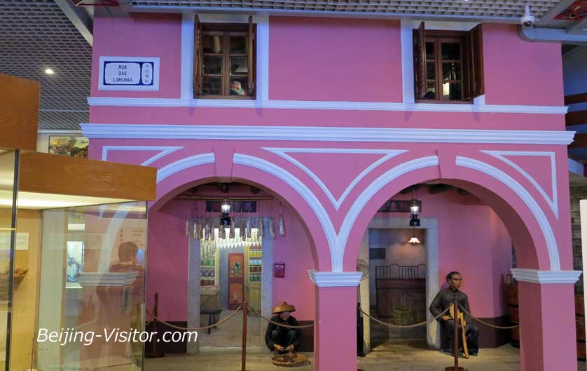Recreation of a traditional street in Macau, China.