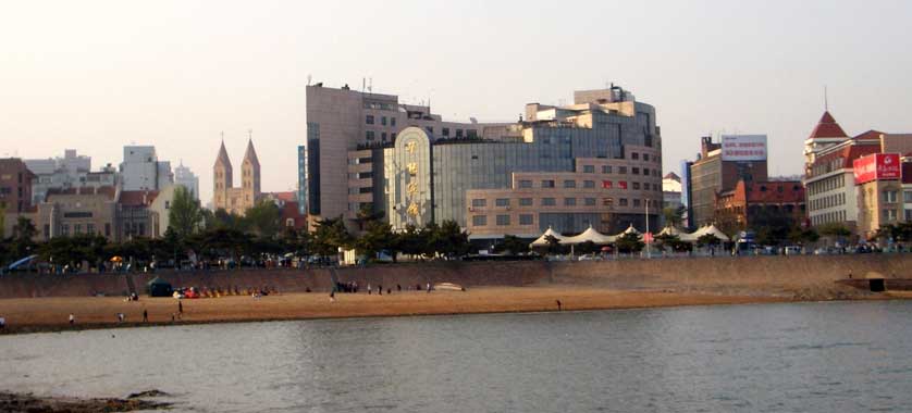 View towards St. Michael's Cathedral from Zhanqiao Pier, Qingdao.