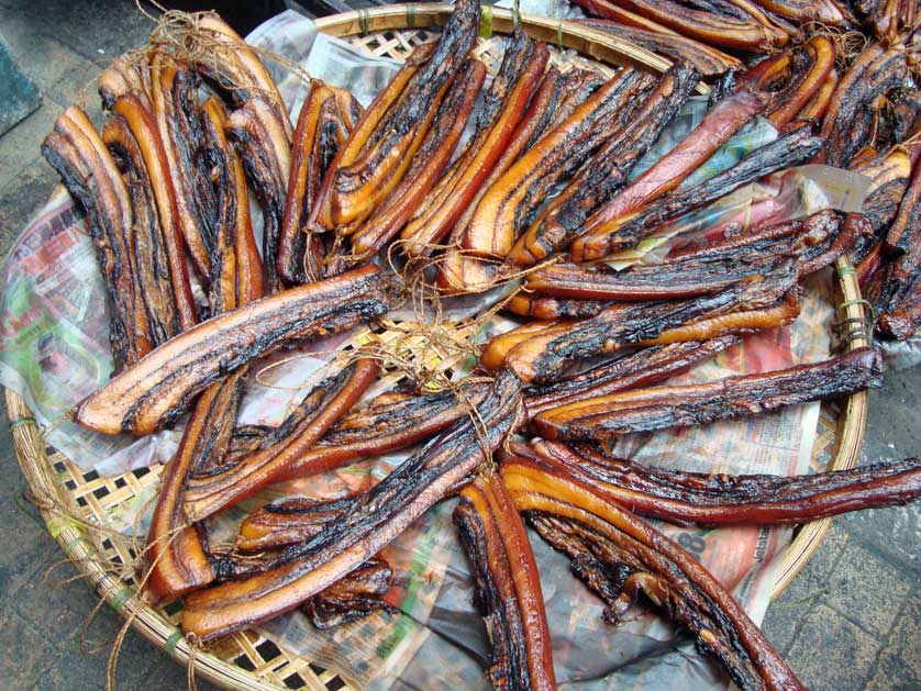Various dried foods of all sorts are available in the stores along Des Voeux Road West.
