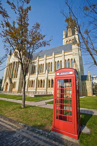 Red telephone box, Thames Town