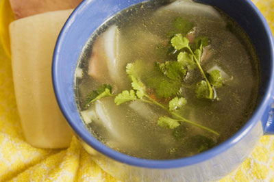 White radish and ham soup.