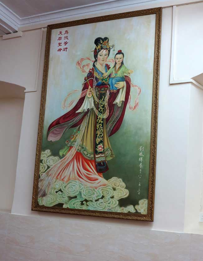 A painting of Kun Iam (Guanyin), the Chinese Goddess of Mercy portrayed as the Virgin Mary.
