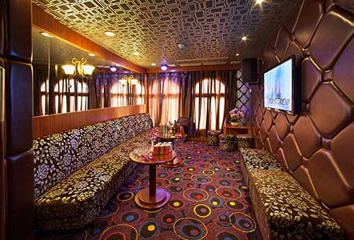 Tables set for drinks, Yangtze River Cruise, China.